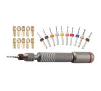 Lot de 21 forets à main de précision avec mandrin pour bricolage, bijoux, travaux manuels en bois, maximisez la créativité Kit de perçage de précision 21 pièces parfaitement adapté à vos besoins