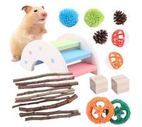 Lot de 21 jouets à mâcher en bois pour hamster, soin bucco-dentaire, dentition saine, pour chinchillas, gerbilles, souris, rats, souris, lapin, cachette de lapin