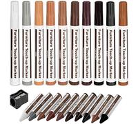 Lot de 21 marqueurs de réparation pour meubles en bois, marqueurs de retouche et bâtons de cire avec aiguiseur pour taches, rayures, sols, tables, bureaux, couvertures, réparation de moulage