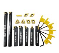 Lot de 21 outils rotatifs de 16 mm, 7 supports pour outils rotatifs, pour tourner les rainures, fraises filetées et autres usinages, avec 14 lames en carbure CCMT32.51, DCMT32.51, 16IR A60, MGMN300
