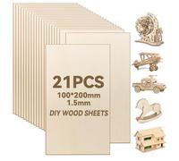 Lot de 21 Plaques de Balsa de 1,5 mm, Contreplaqué, Bois de Balsa, 200 X 100 X 1,5 mm, Rectangulaires pour Avion, Bois, Travaux Manuels