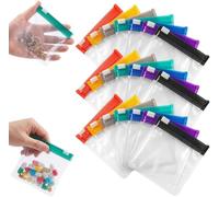 Lot de 21 pochettes à médicaments réutilisables en EVA transparent avec fermeture éclair et fermeture à glissière, 7 couleurs, mini pochettes de rangement pour pilules, vitamines, bijoux, Q-Tips et