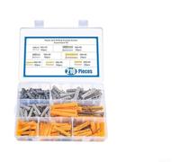 Lot de 210 vis et douilles murales M5 M6 M8 en acier au carbone galvanisé Kit de fixation murale en plastique pour projets de bricolage à domicile