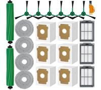 Lot de 22 accessoires de rechange pour aspirateur iRòbòt Ròmba Plus 505/405 Còmbo - 22 pièces de rechange - Contient 2 brosses principales, 6 brosses latérales, 3 filtres, 4 lingettes, 6 sacs à