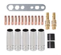 Lot de 22 accessoires de soudure MIG/MAG 0,8 mm en cuivre MB-15/AK15 brûleur avec buses de gaz, buses de contact, diffuseurs, isolateurs et clés