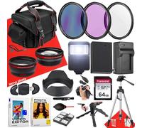 Lot de 22 accessoires pour Canon EOS R50, R100, M5, M6 Mark II, M6, R10 + objectif grand angle et téléobjectif + batterie + carte mémoire 64 Go + chargeur de batterie + filtres + plus encore