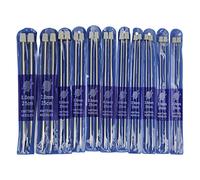 Lot de 22 Aiguilles à Tricoter, 25cm Aiguilles à Tricoter Droites à Pointe Unique en Acier Inoxydable avec Poignée Ferme pour le Bricolage à la Main Accessoires de Fournitures de Tricot