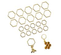 Lot de 22 anneaux de marquage hexagonaux en alliage de zinc doré pour tricot et maille, multi-usages