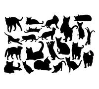 Lot de 22 autocollants mignons en forme de silhouette de chat félin - Accessoires de scrapbooking - Autocollant de voiture - Autocollants pour bouteille d'eau - Cadeaux de chat pour femme - Étiquettes