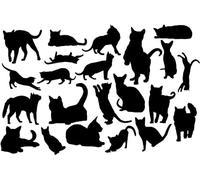 Lot de 22 autocollants mignons en forme de silhouette de chat félin - Accessoires de scrapbooking - Autocollant de voiture - Autocollants pour bouteille d'eau - Cadeaux de chat pour femme - Étiquettes