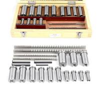 Lot de 22 broches de rainure de clavette de taille métrique - Kit de broche de rainure de clavette de rainure de clavette - Ensemble de cales industrielles en métal avec 4 broches, 13 bagues collées