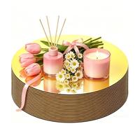 Lot de 22 centres de table ronds dorés pour tables, plaques miroir plates dorées de 15,2 cm pour décorations de table de mariage, assiettes à bougies rondes pour fête, événement, fête prénatale