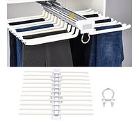 Lot de 22 Cintres à Pantalons Extensibles - Porte-Pantalons en Acier Multifonctionnel pour Penderie - Accessoires d'Armoire Beige Avec Bras