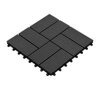 Lot de 22 dalles de terrasse 30 x 30 cm, 2 m² WPC noir, imperméables, pour balcon et salle de bain, système de clic facile pour une pose rapide