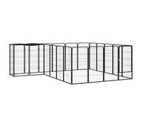 Lot de 22 enclos pour chien - Noir - 50 x 100 cm - En acier revêtu par pulvérisation - Enclos intérieur pour chiots avec toit - Enclos extérieur pour animaux de compagnie