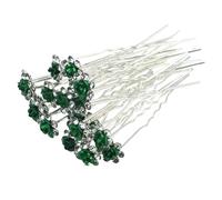 Lot de 22 épingles à cheveux en forme de rose avec strass - Pour mariage - Avec récipient transparent - Vert