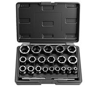 Lot de 22 extracteurs de vis à gauche - Jeu d'extracteurs de vis - Jeu de clés à douille spécial pour enlever les écrous endommagés, gelés, rouillés, vis et boulons