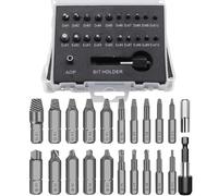 Lot de 22 extracteurs de vis endommagées, avec porte-embout à dégagement rapide et adaptateur de douille pour vis et boulons dénudés/cassés 2-12 mm, acier rapide