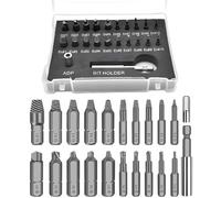 Lot de 22 extracteurs de vis endommagées, comprend un porte-embout magnétique et un adaptateur de douille pour vis et boulons dénudés/cassés 2-12 mm, acier rapide