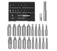 Lot de 22 extracteurs de vis pour vis endommagées, Fixinus Ensemble de forets et tournevis, kit de démontage de vis pour l'enlèvement de boulons cassés
