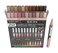 Lot de 22 marqueurs de peinture acrylique à pointe pinceau flexible de 1 à 7 mm pour peinture sur roche, lettrage au pinceau, verre, tasses, bois, métal, toile, tissu, plastique, non toxique à base
