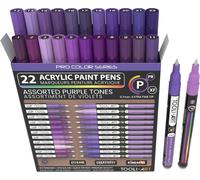 Lot De 22 Marqueurs De Peinture Acrylique - Pointe Extra Fine De 0,7 Mm - Pour Peinture Sur Pierre, Verre, Verre, Bois, Métal, Verre, Plastique, Toile, Bricolage - Non Toxique - À Base D'eau - Séchag
