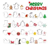 Lot de 22 mini emporte-pièces de Noël en acier inoxydable - Pain d'épices, arbre, flocon de neige, sucre d'orge, Père Noël, bonhomme de neige, renne, gants et plus encore