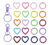 Lot de 22 mini mousquetons ronds en forme de cœur - 10 couleurs - Pour chaîne de sangle, porte-clés, sac à dos, bricolage