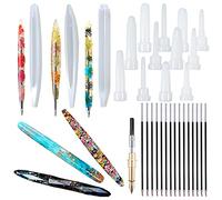 Lot de 22 moules en silicone multi-facettes pour stylo plume et stylo à bille en résine époxy