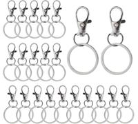 Lot de 22 mousquetons porte-clés avec anneaux fendus pour bricolage, fabrication de bijoux, artisanat