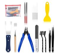 Lot de 22 outils pour imprimante 3D - Ébavureur - Accessoires pour imprimante 3D - Pince à épiler - Spatule - Brosse métallique - Limes diamantées - Nettoyage - Barres abrasives pour l'entretien de