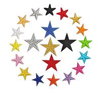 Lot de 22 patchs en tissu pour réparer les coudes, les genoux, les appliques à repasser en forme d'étoile pour vêtements - Multicolore