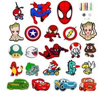 Lot de 22 Pièce Patch Thermocollant Vetement,Ecusson Thermocollant Enfant Spider Man,Ecusson a Coudre Super Mario,Renfort Genoux Enfant Pokemon pour Vêtements, Chapeaux,Jeans pour Enfants et Adultes