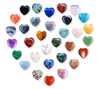 Lot de 22 pierres précieuses en forme de cœur - Cristaux colorés naturels - Pierres de guérison Reiki - Agréables au toucher - Pour la Saint-Valentin, les anniversaires, la fête des mères et