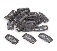 Lot de 22 pinces à cheveux en métal noir en forme de U avec caoutchouc souple pour perruques féminines, extensions de cheveux DIY (marron)
