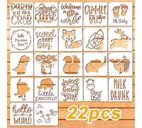Lot de 22 Pochoir Bébé, Pochoir Peinture Chambre Bebe Pochoirs pour Peinture Pochoirs pour Peinture Sur Tissu Fête Prénatale pour Bébé Onesies Bavoir Sachet Chemise Chaussures