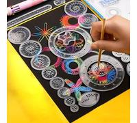 Lot de 22 règles multifonctionnelles, modèle magique transparent pour créer de superbes diagrammes en spirale, dessiner différents motifs que vous voulez, règle de dessin géométrique