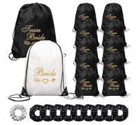 Lot de 22 sacs de gym pour mariée - Accessoires de fête JGA - Avec chouchous de demoiselle d'honneur - Sac de gym avec cordon de serrage - Sac à dos Team Bride pour femme - Pour fête nuptiale JGA