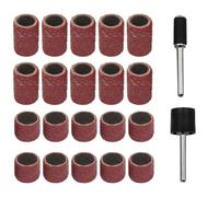 Lot de 22 tambours de ponçage avec tiges d'extension et outils rotatifs | Comprend 20 tambours de ponçage en deux tailles plus 2 tiges d'extension, prêts pour le meulage, le polissage et l'ébavurage