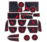 Lot de 22 Tapis Anti-poussière pour Dodge Charger 2015-2021 pour Porte-gobelet, revêtement de Poche de Porte, Tapis de Console Centrale, intérieur personnalisé de qualité supérieure, Bordure Rouge