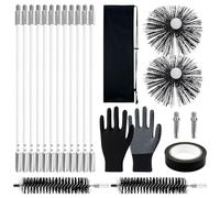 Lot de 22 tiges de brosse de cheminée, brosse de ramonage, brosse pour tuyau de poêle 150 mm et 40 mm, en nylon, avec 12 tiges flexibles de 410 mm, pour cheminée, tuyaux, sèche-linge