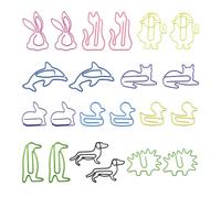 Lot de 22 trombones colorés en forme d'animaux, design créatif en métal, pour décoration créative, école, bureau et cadeaux, décorations de Noël, affiches et photos, etc.