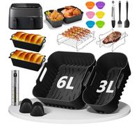 Lot de 23 accessoires pour friteuse à air chaud Philips Airfryer Dual Basket 3000 Series NA350/NA550, y compris moule en silicone, grille de cuisson, moules à pain, pinces de cuisine