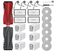 Lot de 23 accessoires pour Roborock Qrevo Edge T/Qrevo Edge 3 Pro/Qrevo 2 | La pièce de rechange comprend 1 brosse principale, 4 filtres HEPA, 6 serpillères, 4 brosses latérales