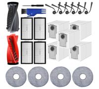 Lot de 23 accessoires pour Roborock Saros 10R/Saros 20/Qrevo Curv 2 Pro/Qrevo CurvX/Qrevo Curv 2 ProX, 1 brosse principale, 4 filtres HEPA, 4 serpillères, 6 brosses latérales, 5 sacs à poussière, 2