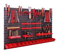 Lot de 23 boîtes à outils empilables - 117 x 78 cm - Avec porte-outils - Étagère murale - Système de rangement - Boîtes de rangement - Plaques murales extra solides - Étagère de rangement extensible