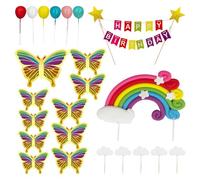 Lot de 23 décorations de gâteau papillon - Accessoires de décoration de gâteau d'anniversaire