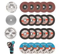 Lot de 23 disques à tronçonner - 75 mm - Accessoires pour meuleuse d'angle avec disques à tronçonner HSS - Disque à tronçonner en carbure pour couper, polir et meuler le métal