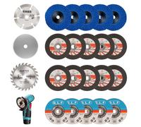 Lot de 23 disques à tronçonner - 75 mm - Accessoires pour meuleuse d'angle avec disques à tronçonner HSS - Disque à tronçonner en carbure pour couper, polir et meuler le métal