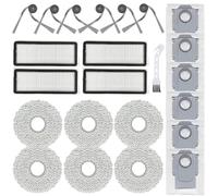 Lot de 23 kits d'accessoires pour robot aspirateur Roborock QV 35A / QR 798 / QR 598, 6 sacs à poussière, 6 tampons de serpillère, 4 filtres, 6 brosses latérales, 1 outil de nettoyage